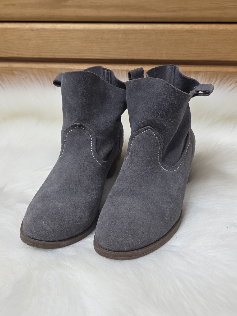 Gray Slouchy Ankle Booties, 8.5